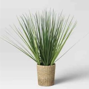 2 PACK - THRESHOLD Artificial Grass Plant 17"  Fake Potted Plants in BASKET NEW